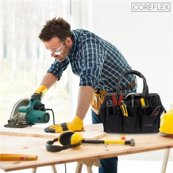 14inch Wide-Mouth Tool Bag, Multiple Purpose - Heavy Duty 900D Polyester (black) - Picture 6 of 7